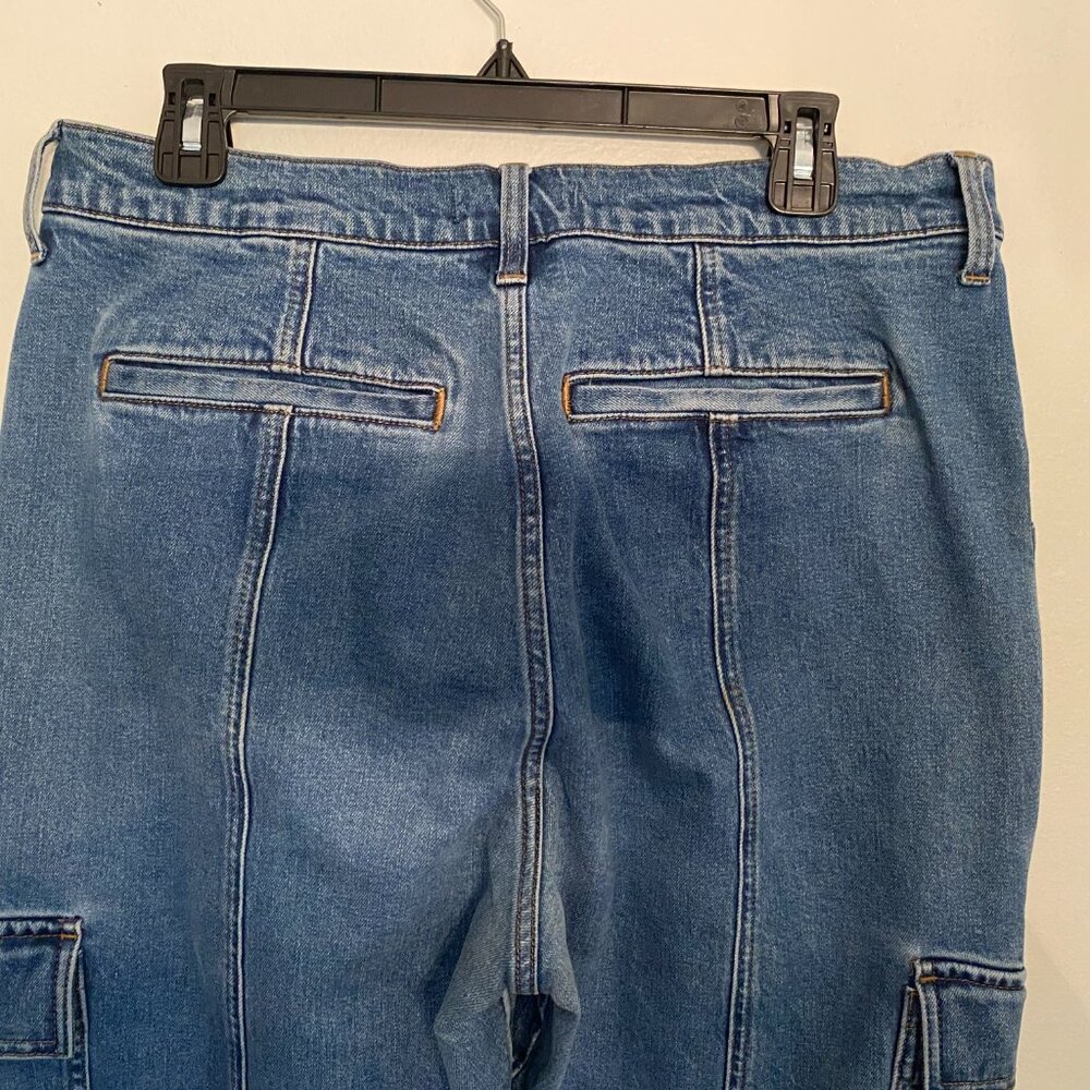 Madewell The '90s Straight Utility Cargo Jeans Densmore Wash Blue Size 31 - Picture 9 of 10